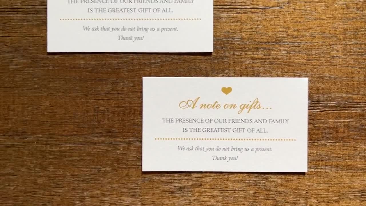 No Gifts Please | Invitation Insert Card | No Wedding, Birthday, Anniversary Presents video poster