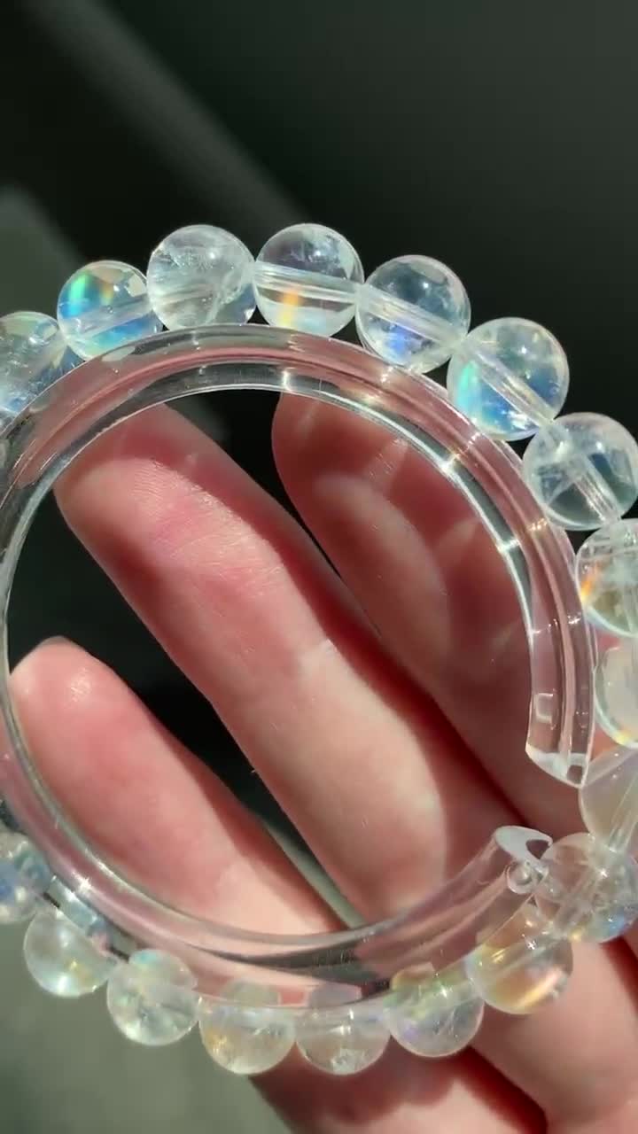 8mm マダガスカル産レインボームーンストーンブレスレット - マルチ