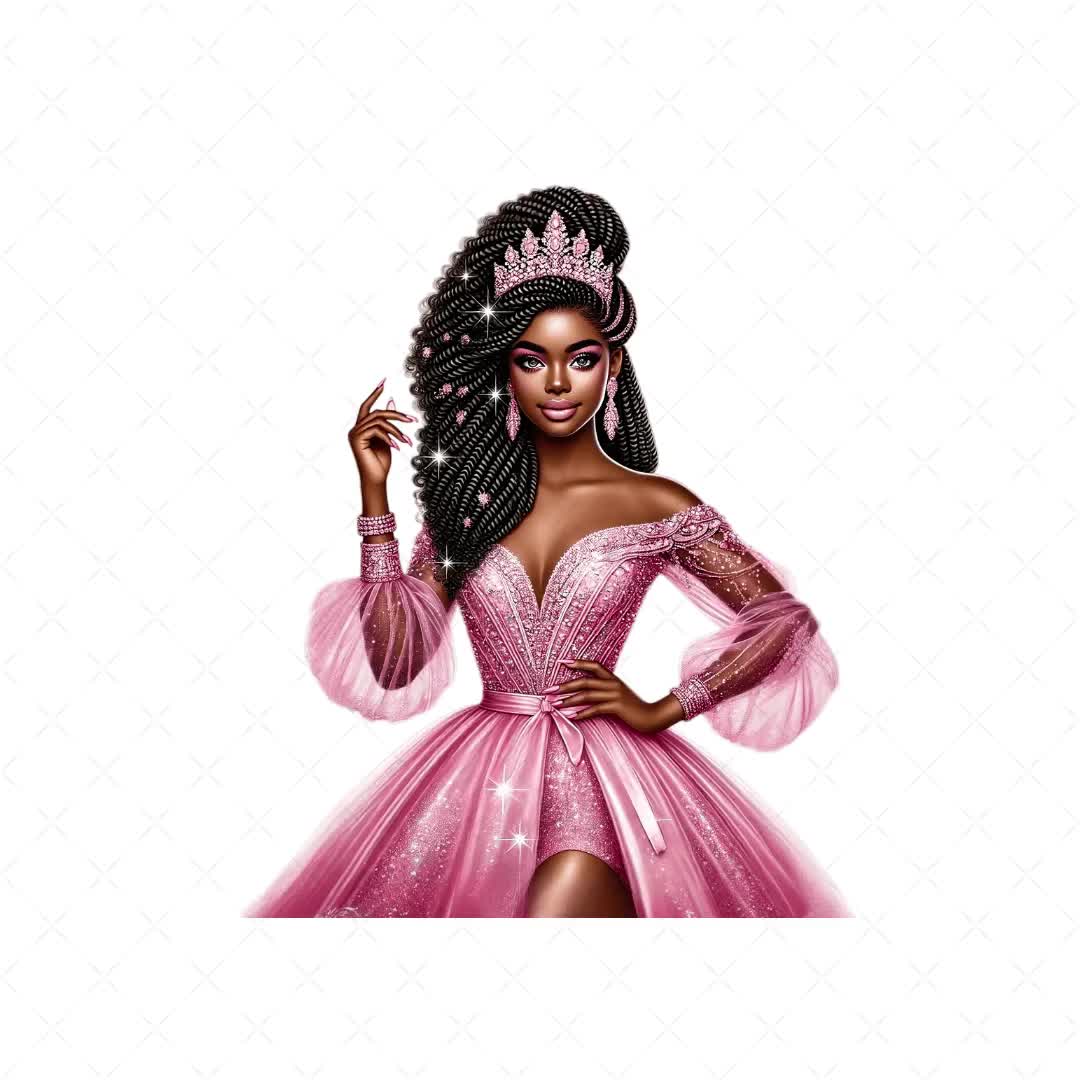black princess in pink dress Pink Dress Sparkle - Little Princess