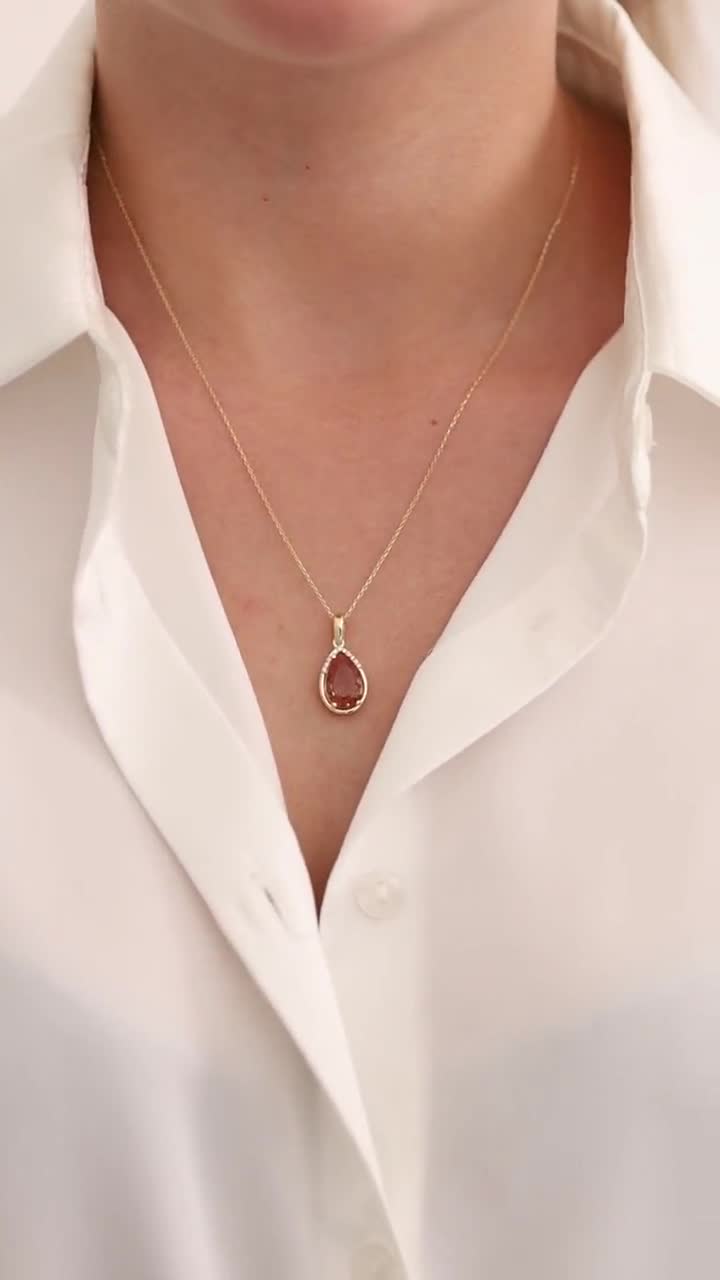 Collana in oro 14k con diaspro / Ciondolo con pietra preziosa turca che cambia colore, pietra portafortuna dei Pesci video poster