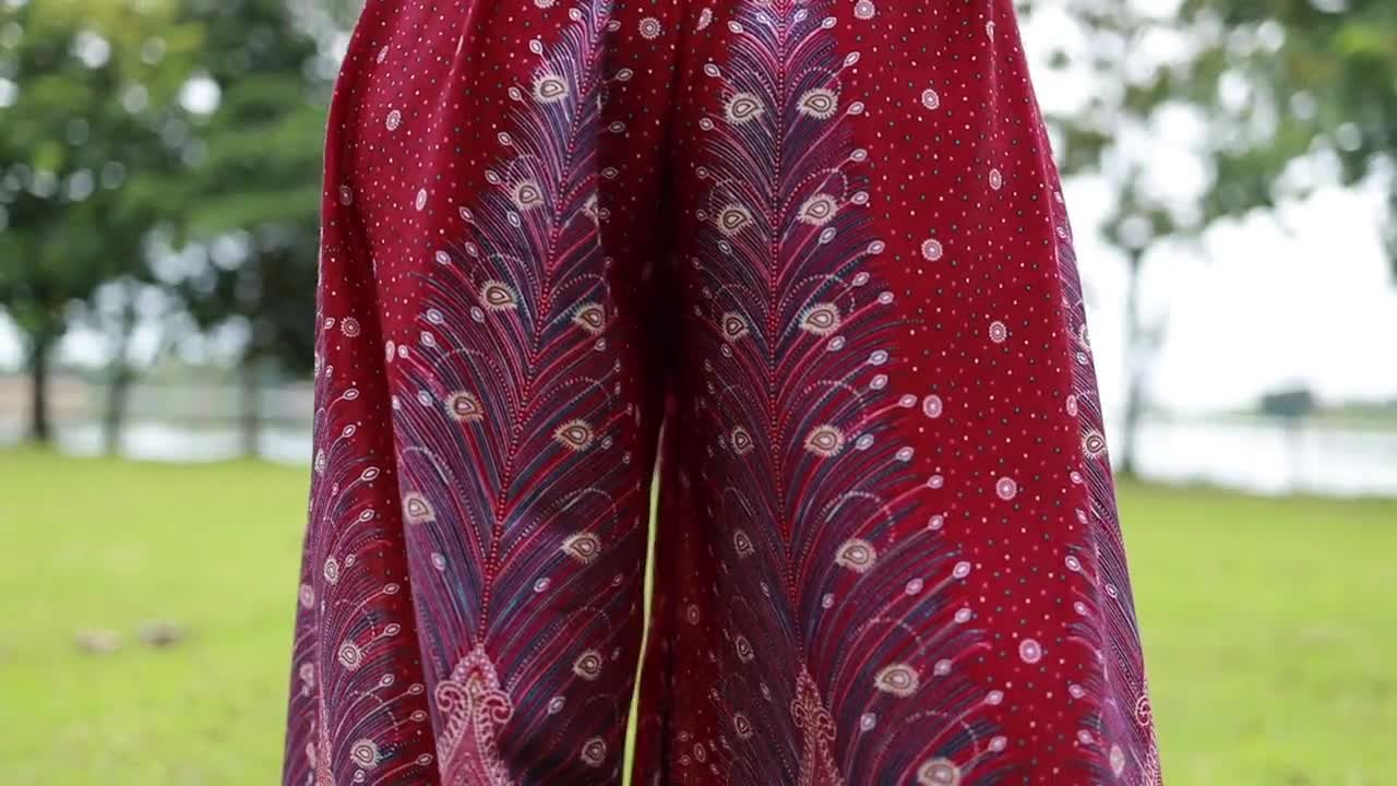 Buy PEACOCK PALAZZO PANTS Women Red Small to Large Plus Sizes