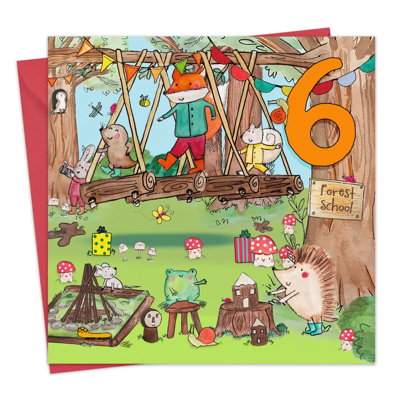 Biglietto di auguri con fata della foresta, carini biglietti Chibi Kawaii, 145 mm x 145 mm