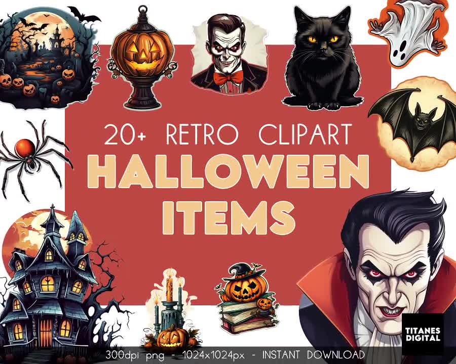 Gothic Halloween Clipart Bundle in PNG SVG EPS format