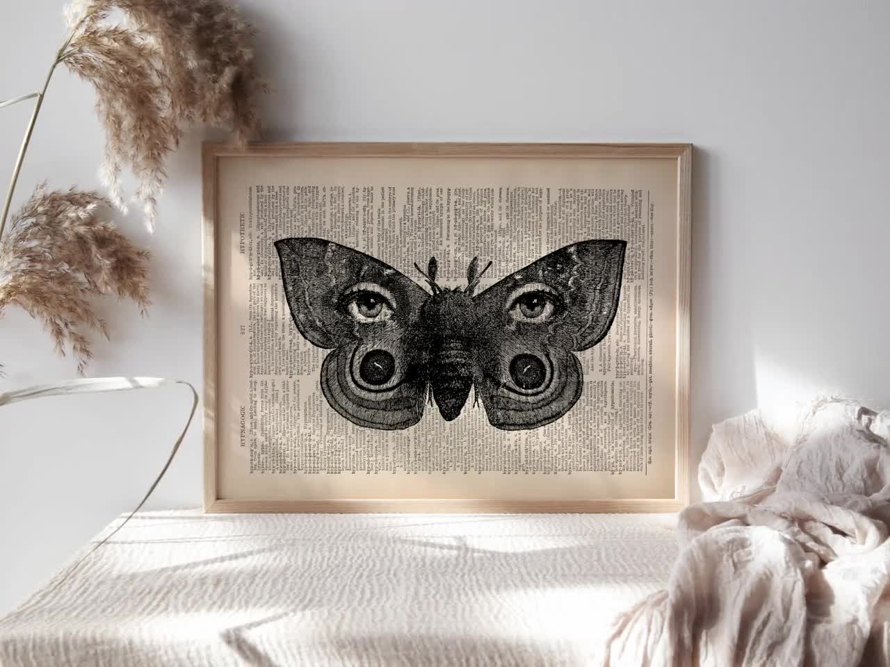 Moth bug Painting - popsurrealism, Kawaii room decor, Bug lovers gift, Cute but discount creepy painting, original painting