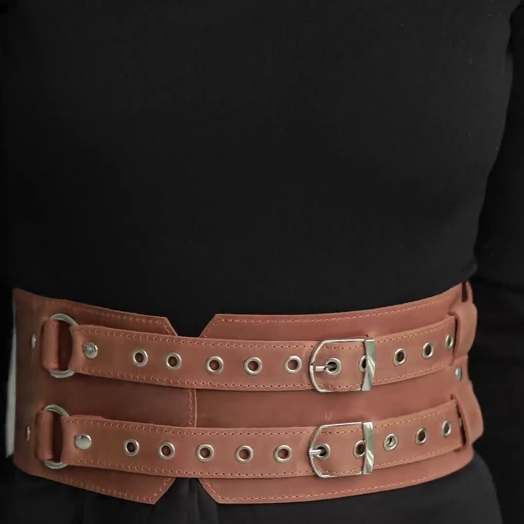 Leather Cincher Belt for Women, Leather Wide Corset Belt, Engraved