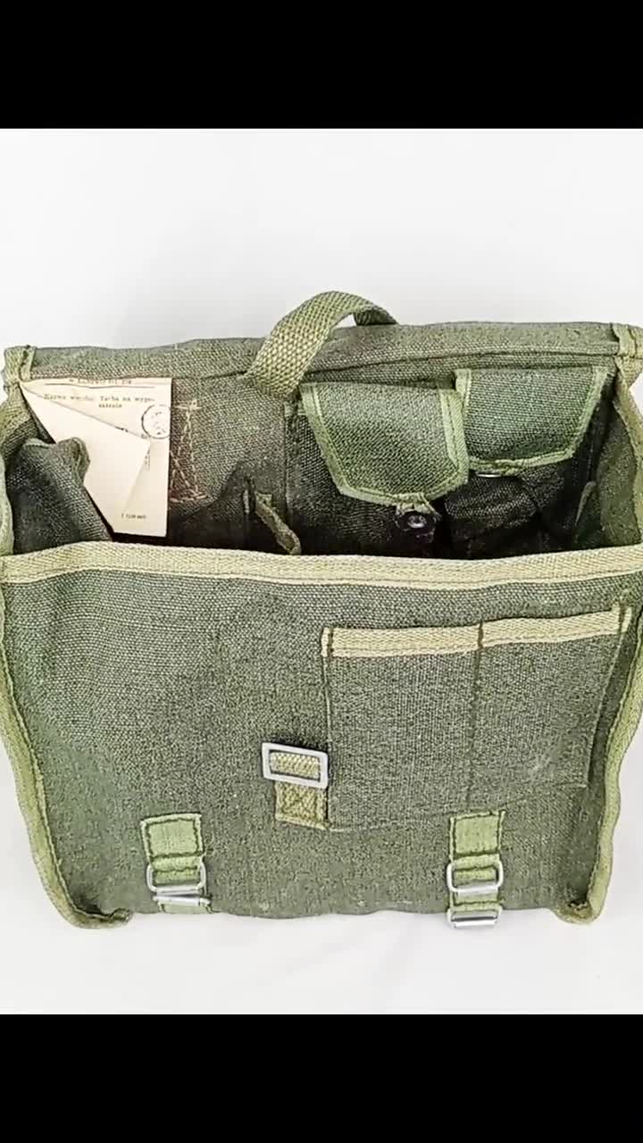 Vintage 1960s Military Bag Green Canvas Ex-army Spacious Messenger