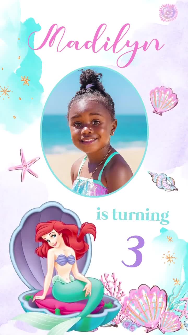 little-mermaid-ariel-video-invitation-mermaid-theme-birthday-party-invitation-ideas-little-mermaid-invitation-mermaid-ariel-invitation-etsy for Free Printable Little Mermaid Birthday Invitations Little Mermaid Ariel Video Invitation, Mermaid Theme Birthday Party Invitation Ideas, Little Mermaid Invitation, Mermaid Ariel Invitation - Etsy for Free Printable Little Mermaid Birthday Invitations