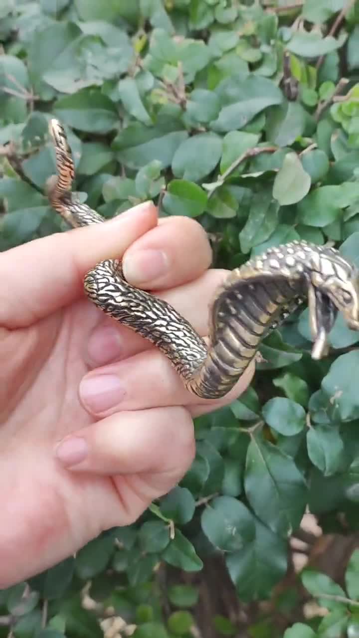 Copper King Cobra Snake Animal Figure Coiled Collectible Display