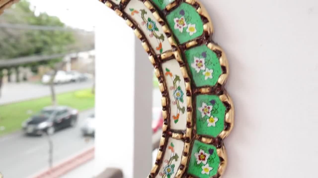 ペルー製ミラー「Armoniosa Verde 40cm」 - 室内装飾 - 壁掛けミラー