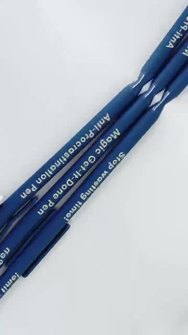 Anti-Procrastination Pen Set | Gel Click Pen Gift Set | 3 Pens in Navy
