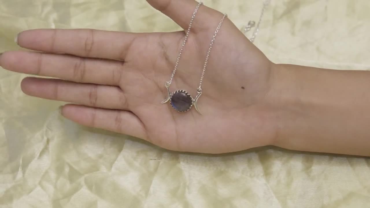 ラブラドライトペンダント、925スターリングシルバーペンダント