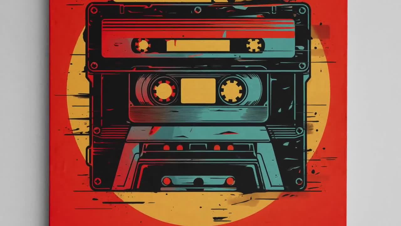 Cassette Pop Art Vibrant Digital Artwork for Modern