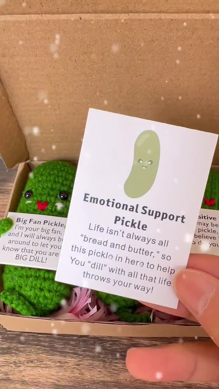 Handmade Emotional Support Pickled Cucumber With Encouragement Card  Handmade Crochet Emotional Support Pickles Knitting Doll - AliExpress