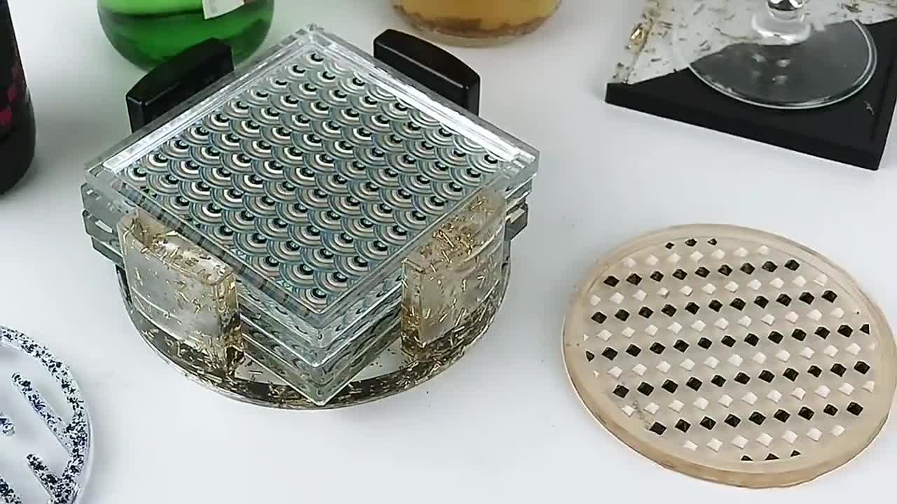 Stampi Per Sottobicchieri In Silicone - 4 Rotondi + 4 Quadrati, Per Resina, Jesmonite, Cemento - Foto 6