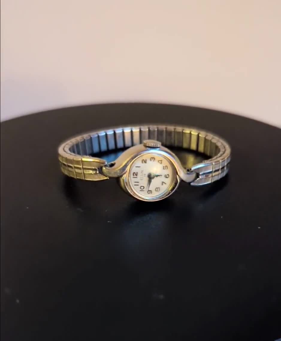 【24SS】Traditional Weatherwear ELGIN 美品 Elgin Ladies Gold Nugget Watch New Battery 25MM 6.5