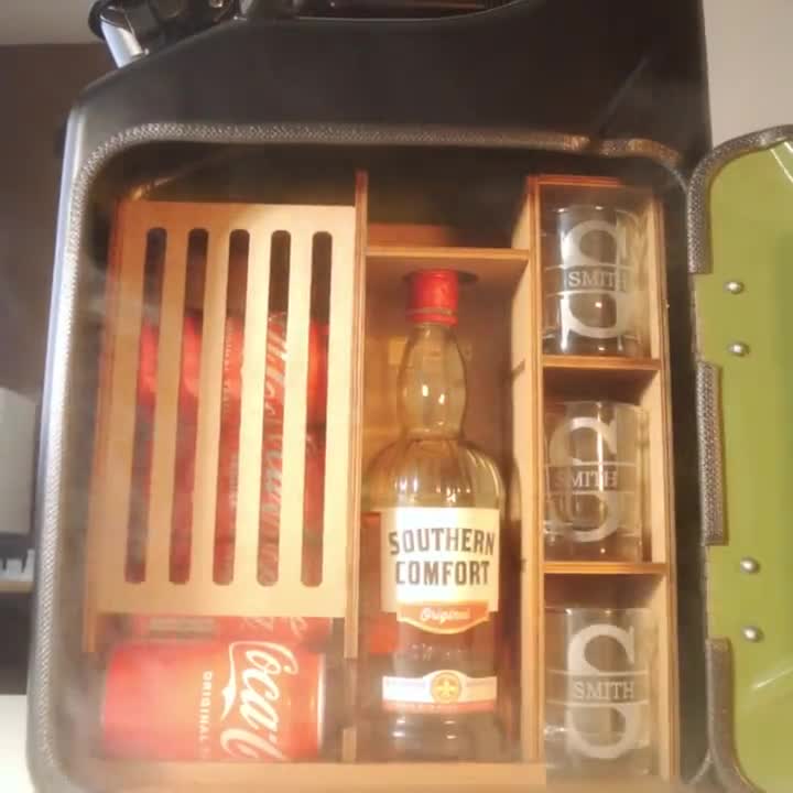 Bar De Dégustation Jack The Ripper Gin – Caisse Vintage En Bois, Minibar 74cm