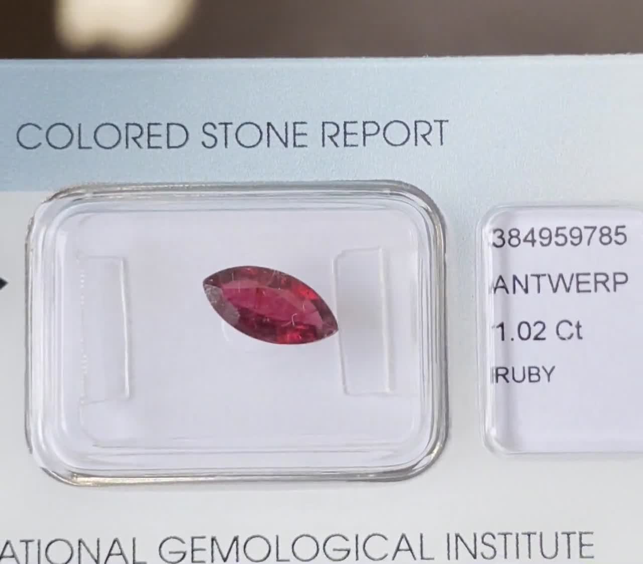 IGI Certified, 1.02ct Natural Unheated Mozambique Red Ruby Gemstone, Good  Colour, Marquise Shape, Loose Corundum, July Birthstone, sealed