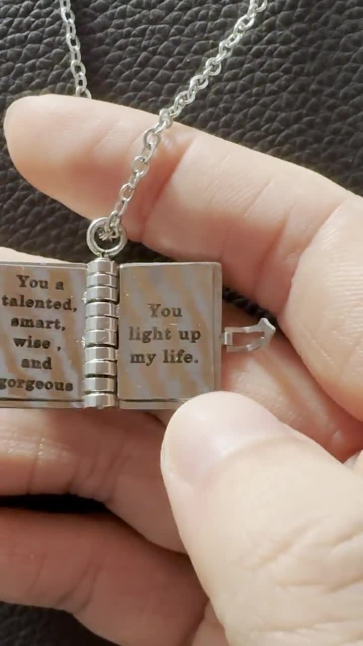 Custom Book Necklace, Personalised Locket, Book Locket