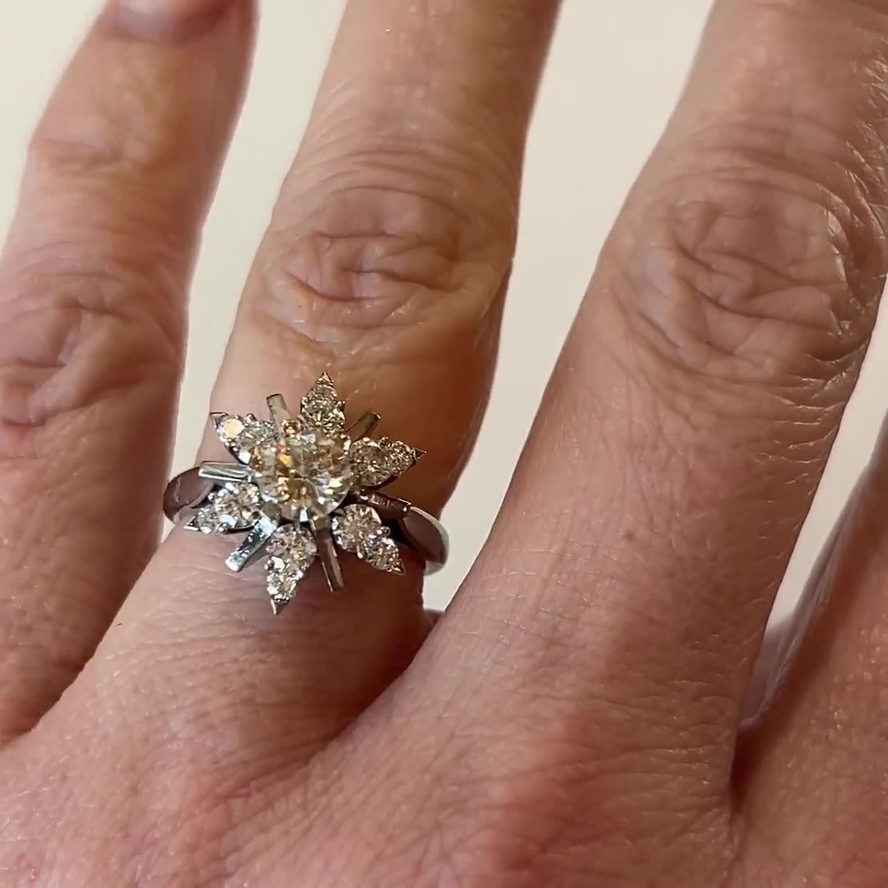 Diamond Floral Cocktail Ring in 18k White Gold