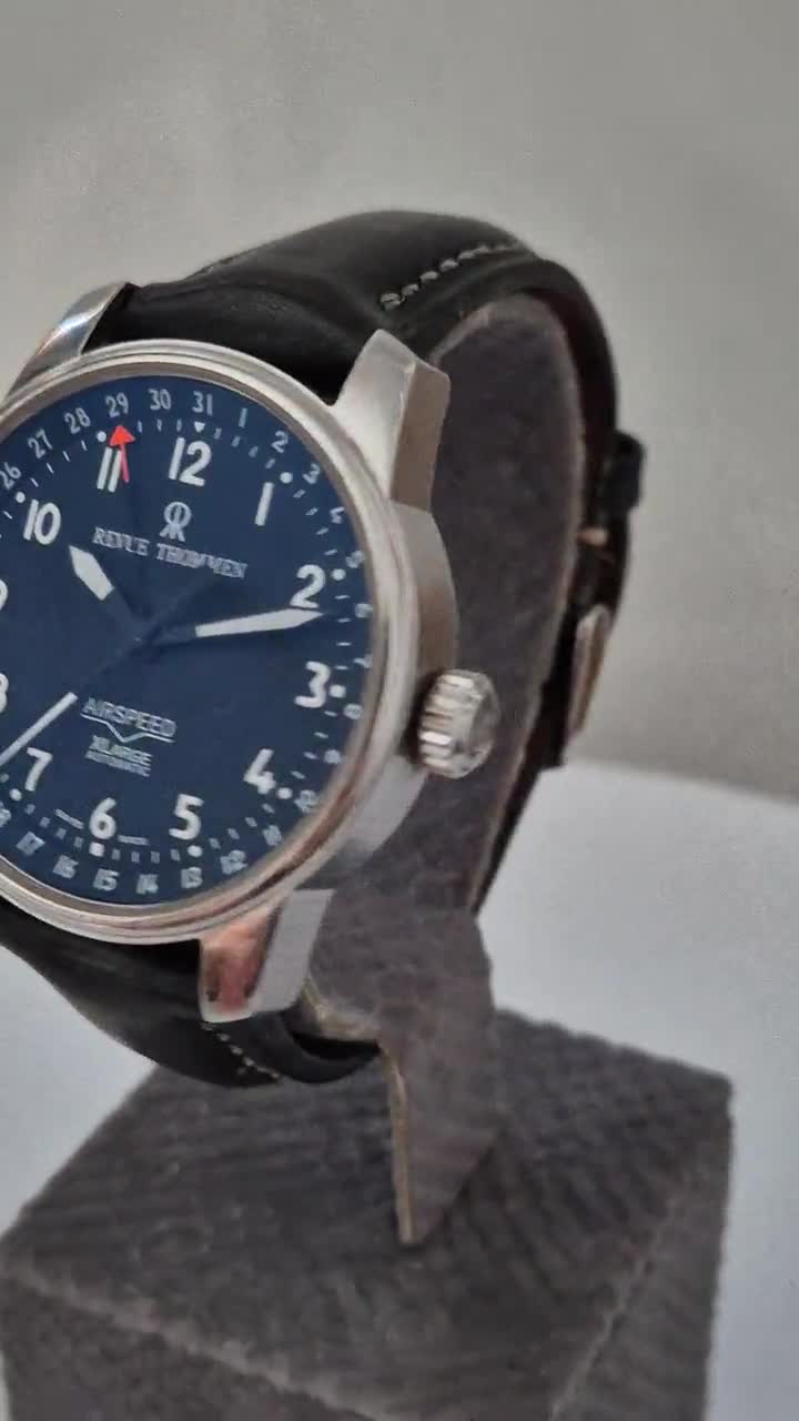 Vintage Revue Thommen Airspeed Automatic Watch, Swiss Made, Black