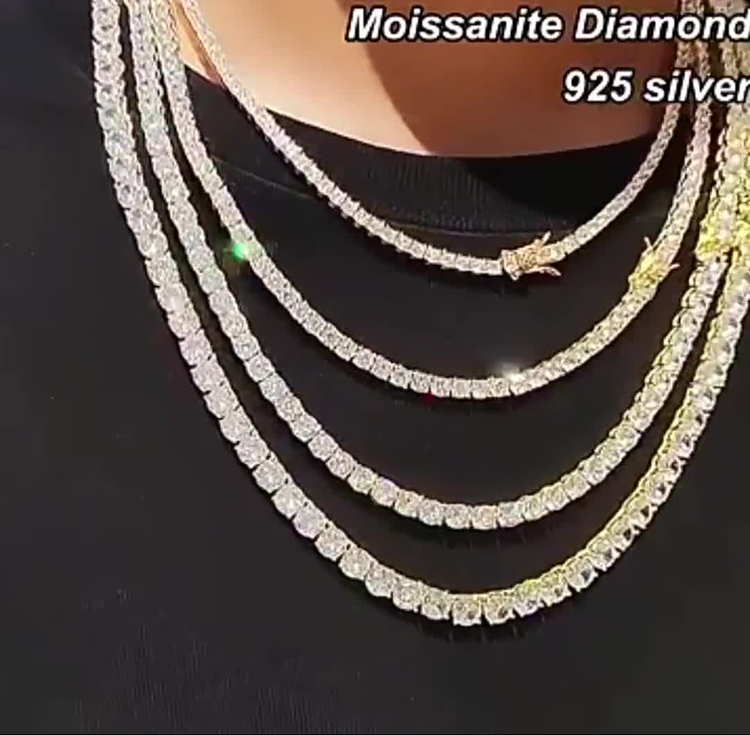 VVS1 moissanite テニスネックレス 45cm K18_3.8mm45cm_21.69ct-