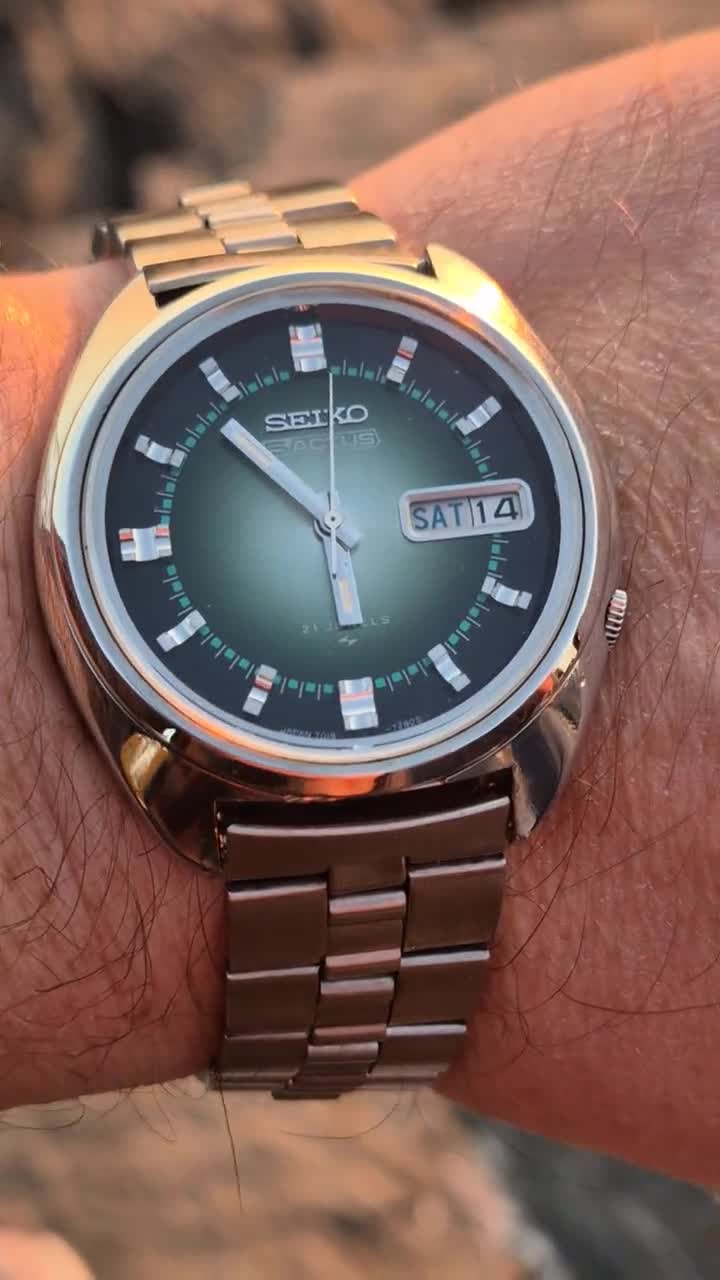 Rare Seiko 5 Actus Automatic Watch 7019-7210, Green Dials