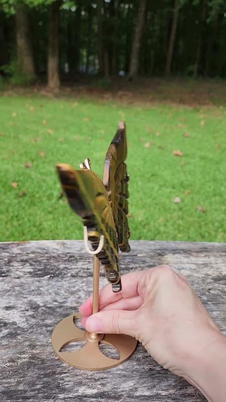 STUNNING Tiger Eye Butterfly Wings - BEAUTIFUL factory Stand INCLUDED! - HUGE!!!