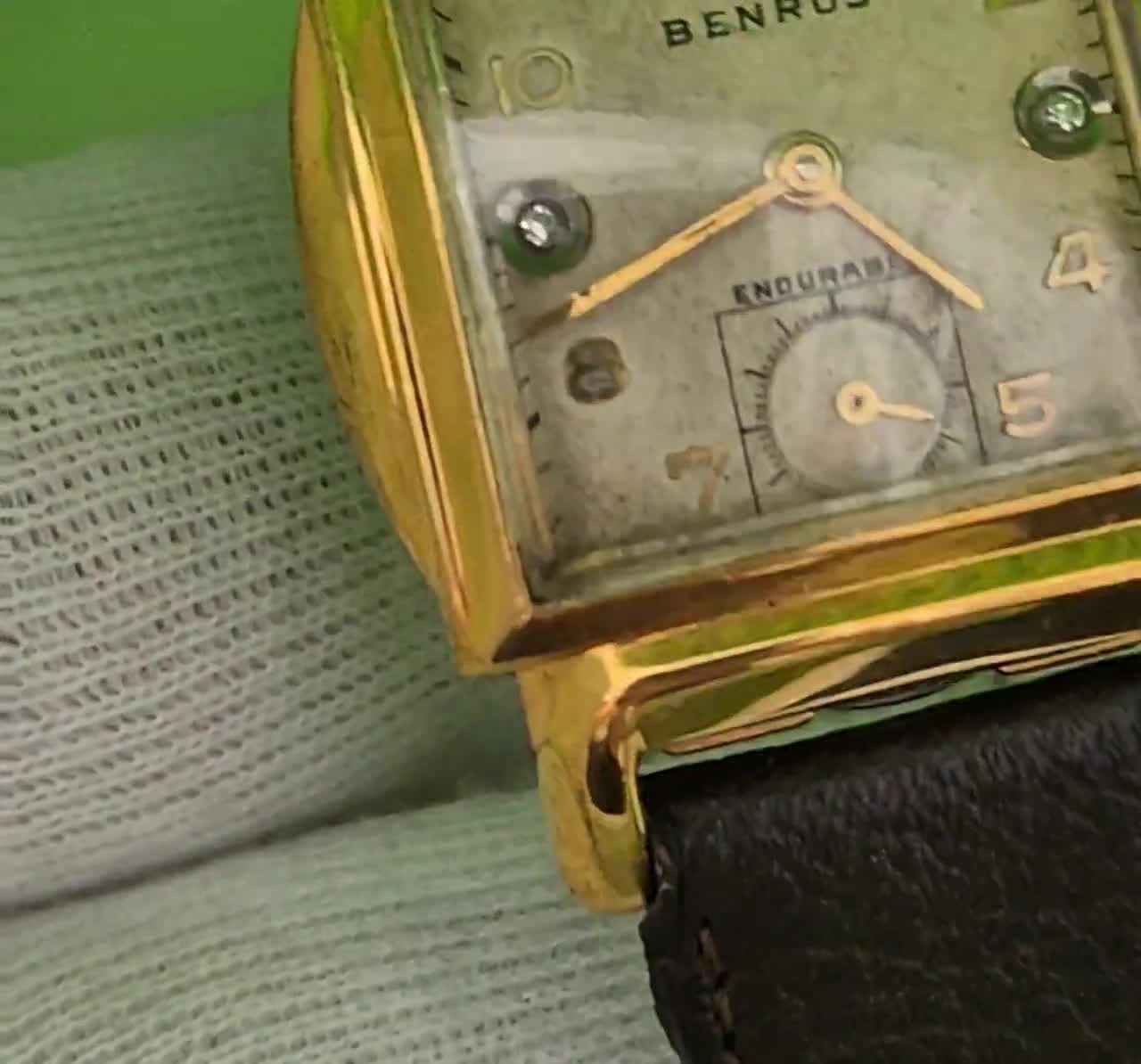 Vintage BENRUS Art Deco Wristwatch, 10K Gold Filled, 1940s Hand