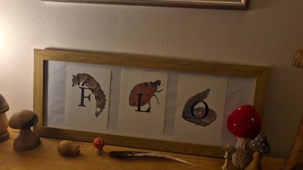 Letter F with watercolour fox desigb. Hand painted alphabet, Personalise with own name perfect for name sign or nursery wall art. video poster