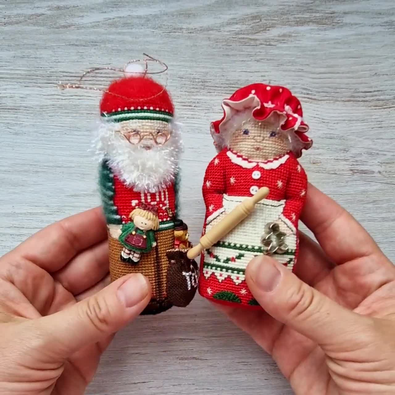 Santa & Mrs. Claus Cross Stitch Ornament Patterns (set of 2 Pdfs