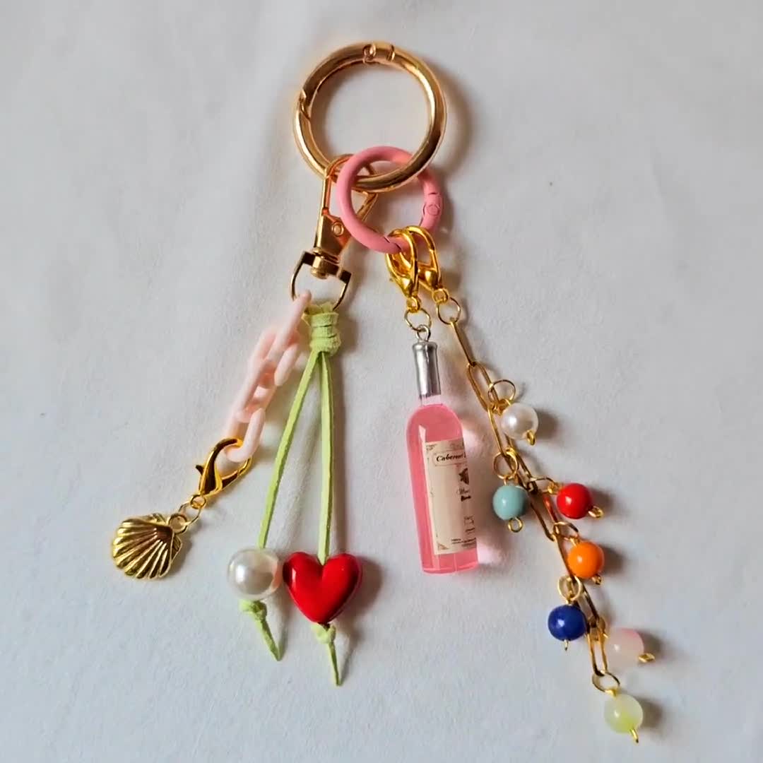 Backpack Keychain Charms, Seashell Charm Bag, Golden Chain Bag