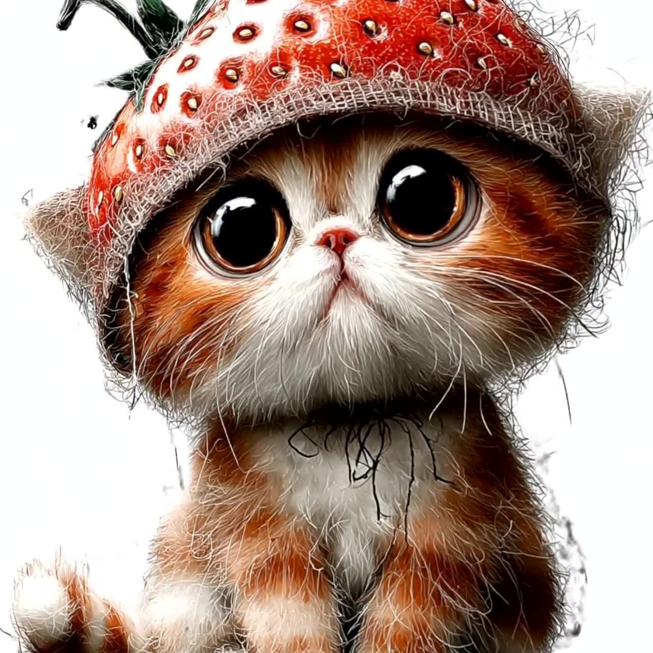 イチゴ猫のクリップアート15選：かわいい子猫のイラスト（デジタル