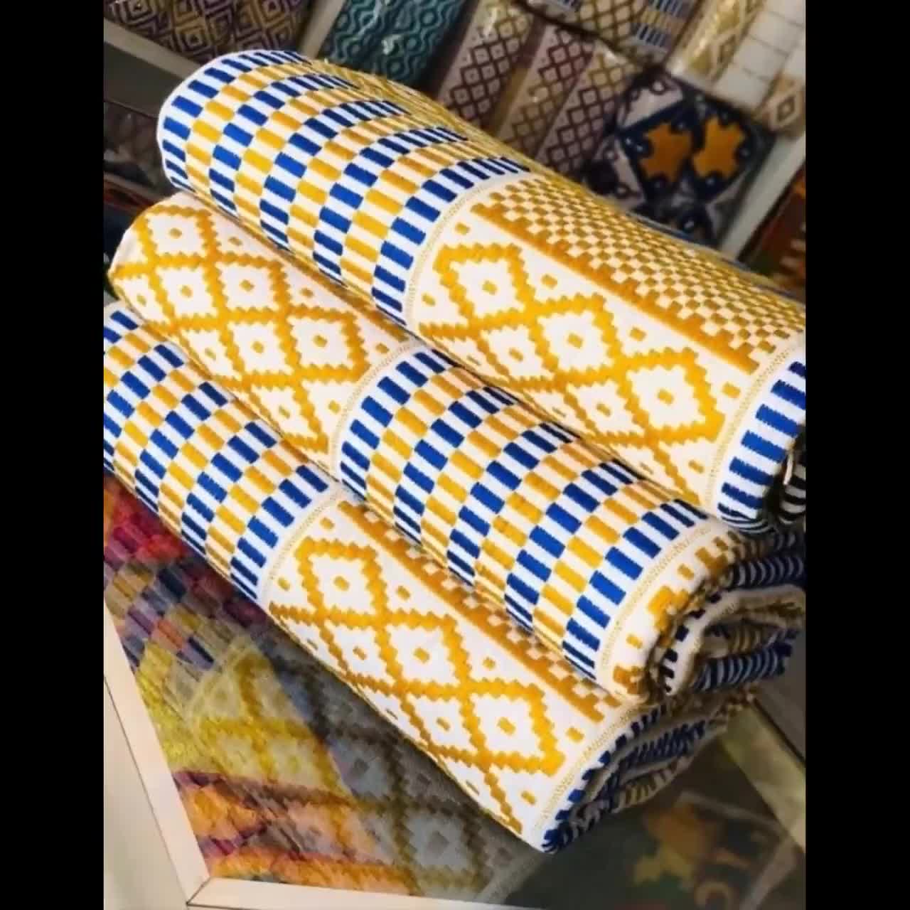 Authentic Kente 6 and 12 yards Genuine Ghana handwoven Kente high quality fabric and Kente Cloth African fabric African Bonwire Ghana Kente Traditional