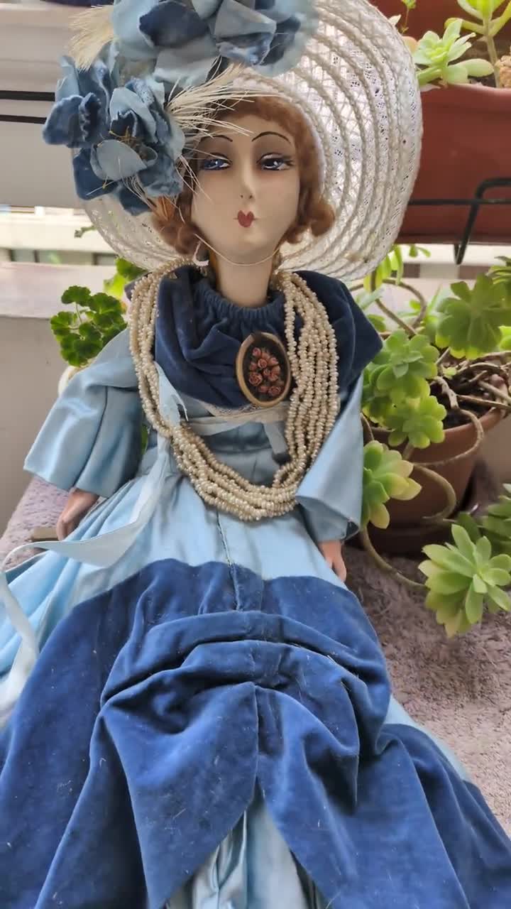 アンティーク　ブドワールドール　フランス アンティークブルーフレンチブドワールドール/プペブドワール