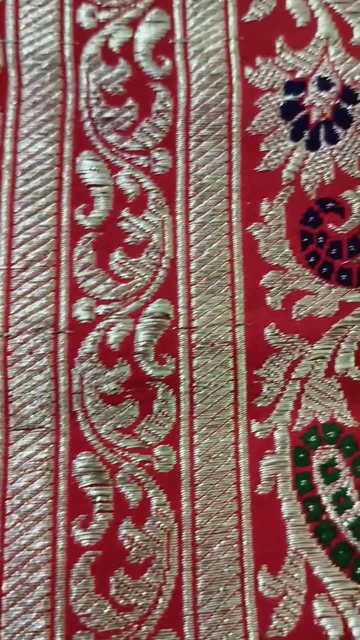 レッドピュアシルクサリー 伝統的なサリー 結婚式用サリー デザイナー