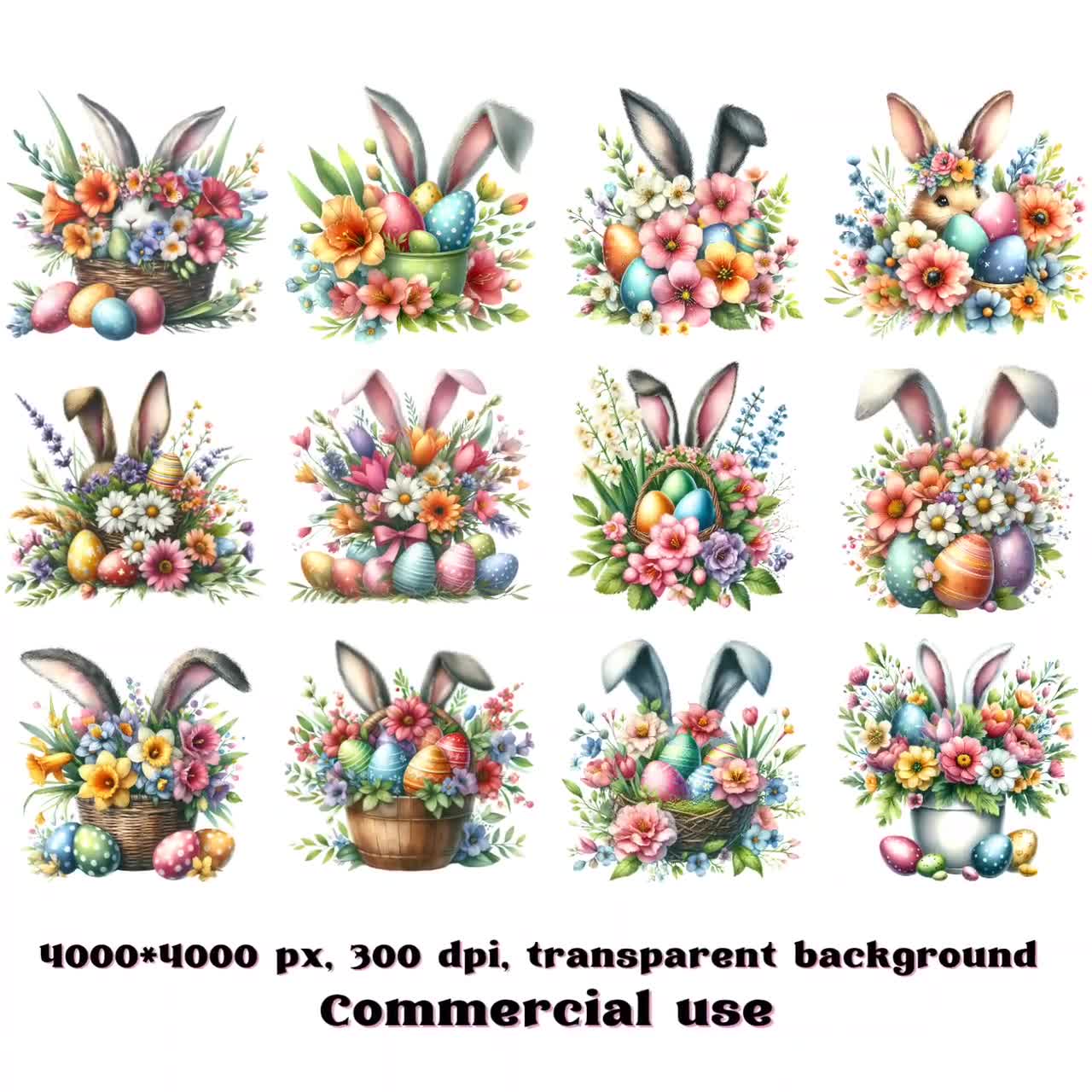 イースターバニーのクリップアート、イースターエッグのクリップアート