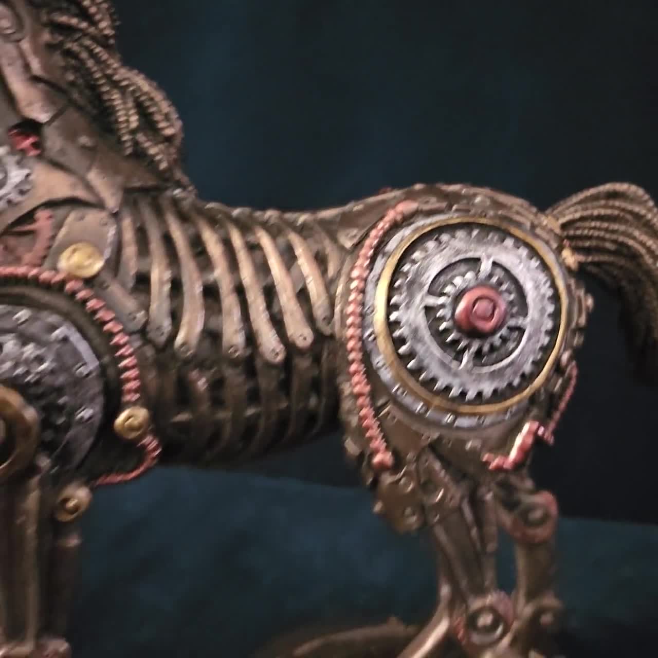 Steampunk Horse Statue: Bonded Bronze Mechanical Robot Decor (9.5