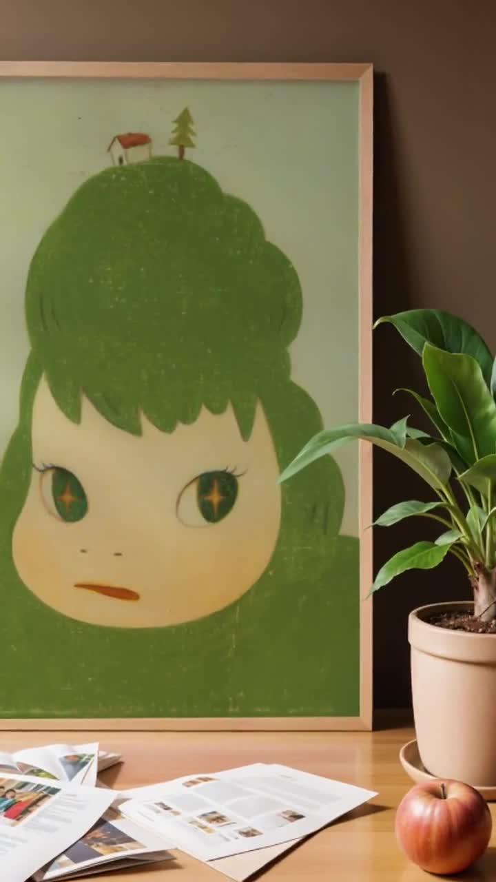 8K UHD Yoshitomo Nara Poster Green Mountain Yoshitomo Nara Print