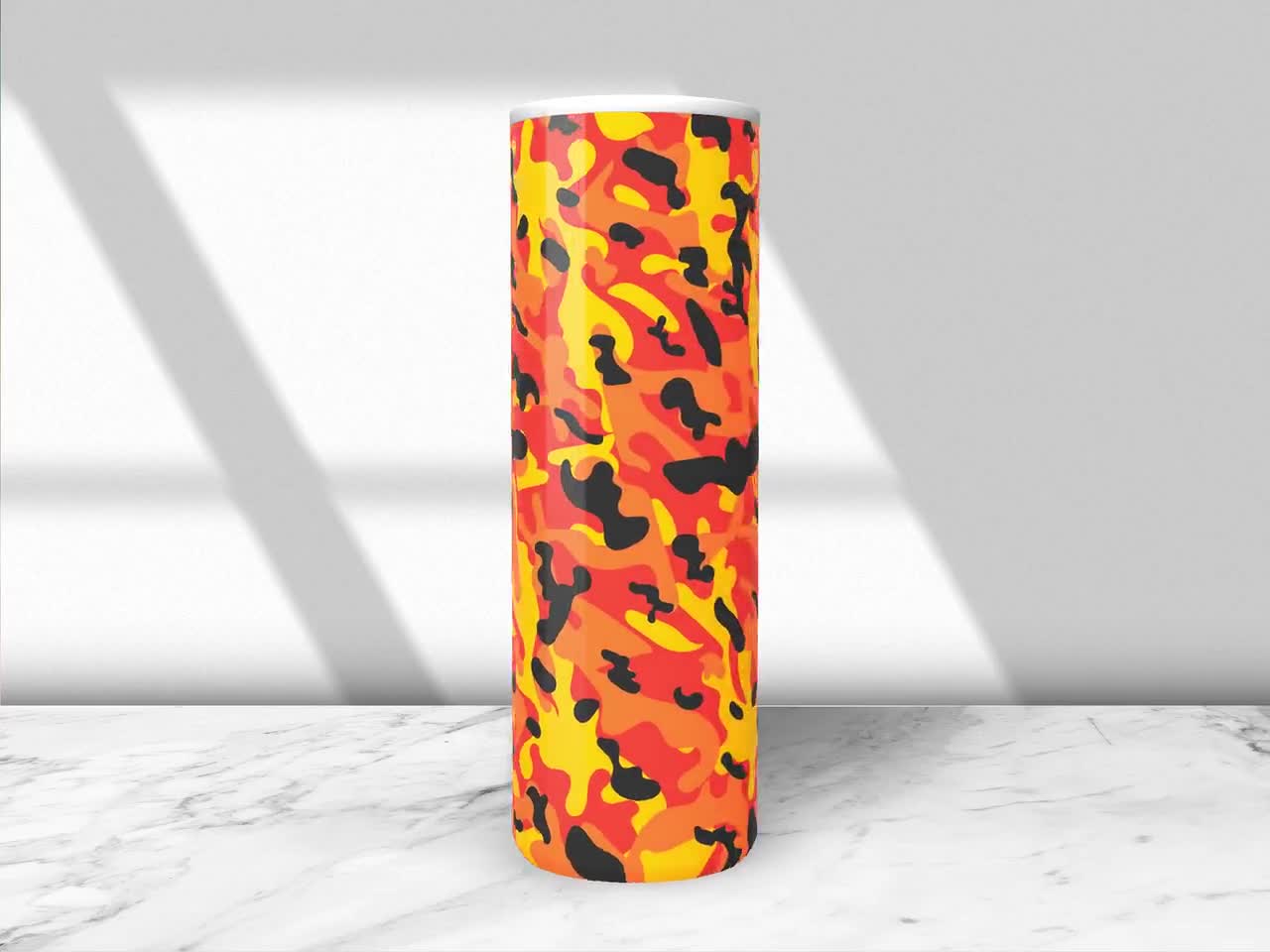 Orange Camouflage Tumbler Wrap PNG — drypdesigns