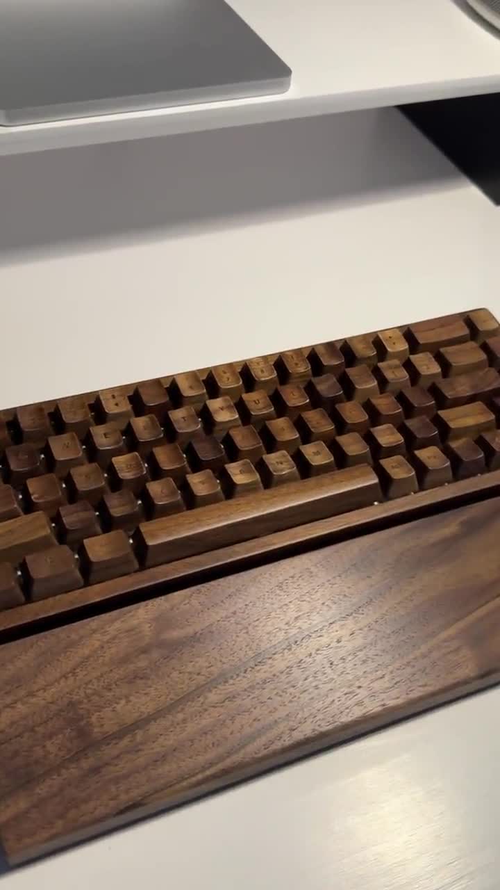 Black Walnut Wood 65% Mechanical Keyboard: Hot-swappable, RGB