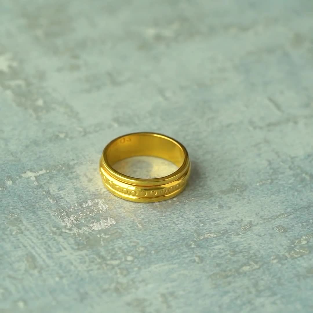18k Gold Layered Ring, Spinner Band, Minimalist Band, 92.5