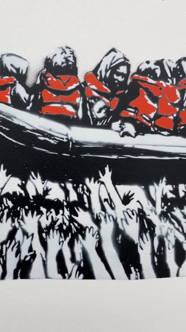 BANKSY/NOT BANKSY - Migrant Crisis - Original Spray Paint