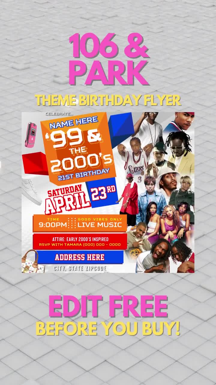 An Early 2000s Party Flyer, 2000s Birthday Invitation, Digital