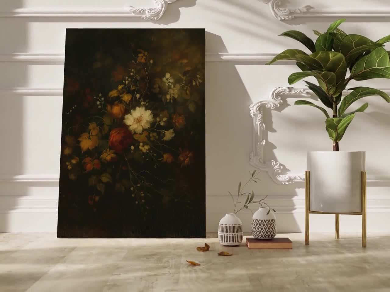 作品オーダー Dark Moody Floral Bouquet – Vintage Baroque Still Life Flower