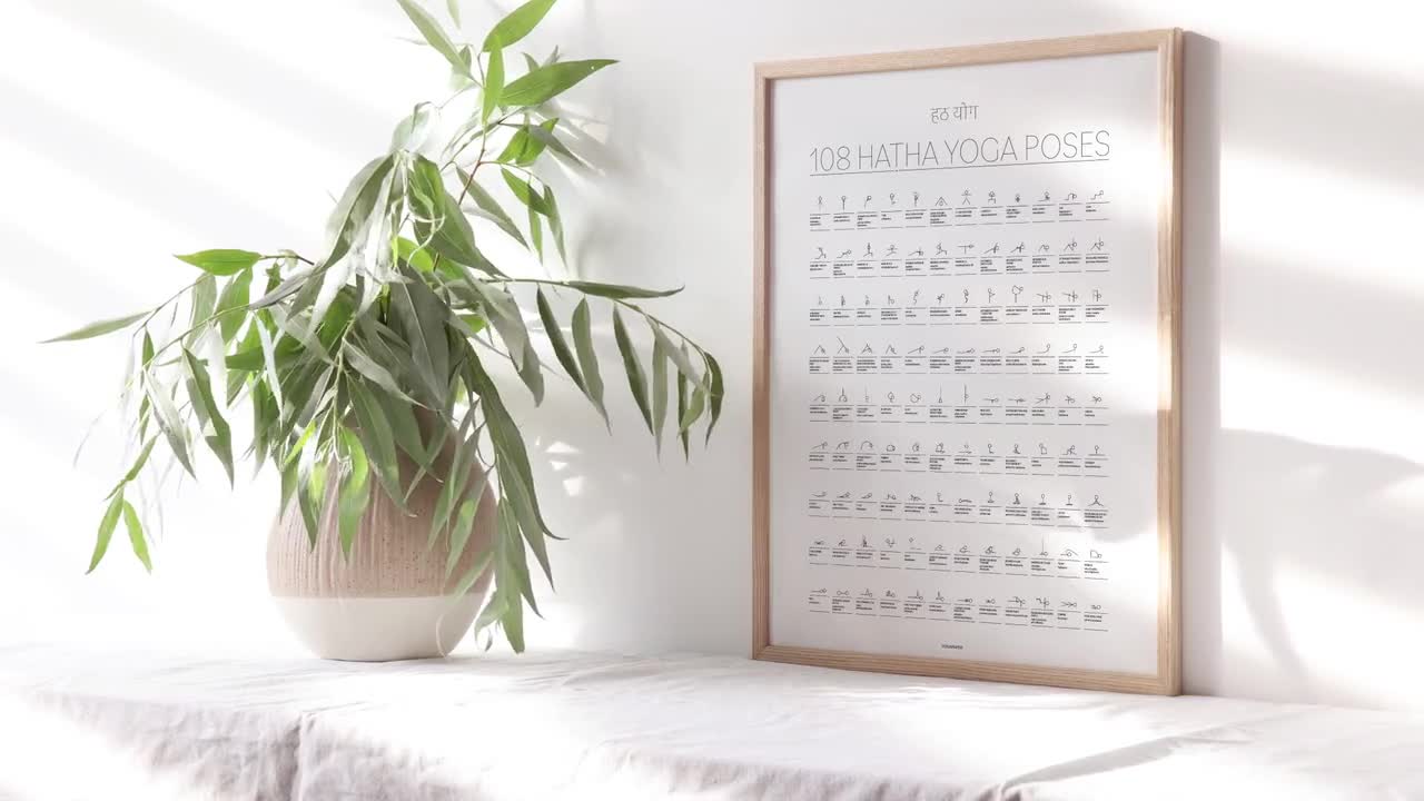 Printable Yoga Poster With 108 Yoga Pose Drawings Including Sanskrit Pose  Names, a PDF Download in A1 & 24x36 for Your Yoga Studio Interior -  UK