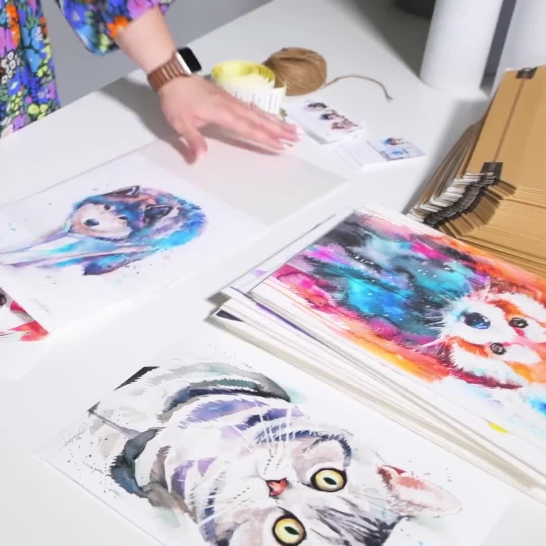 マンボウ、マンボウ、Slaveika Aladjovaによる限定版水彩画アート