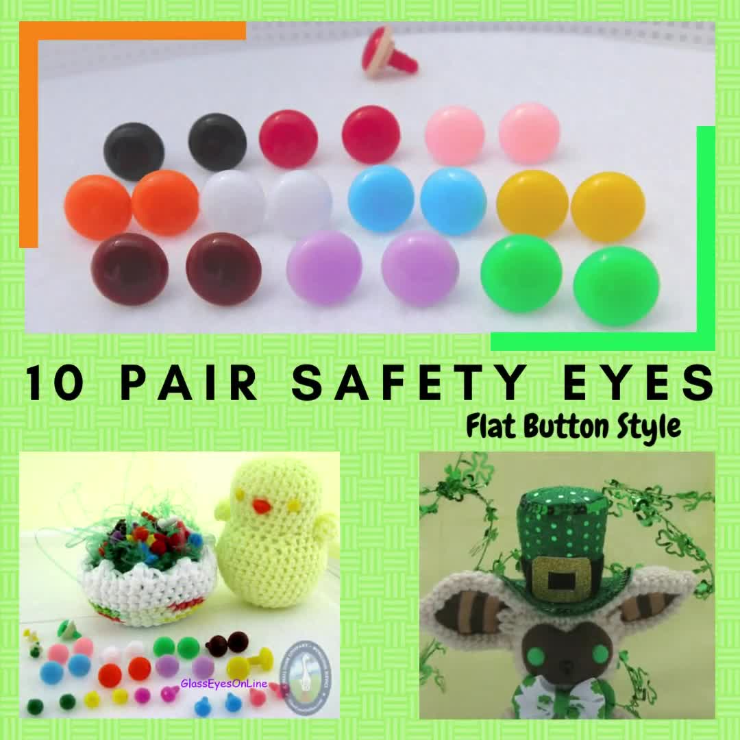 10 PAIR 10mm or 13mm or 17mm Safety Eyes, Noses, Buttons Flat