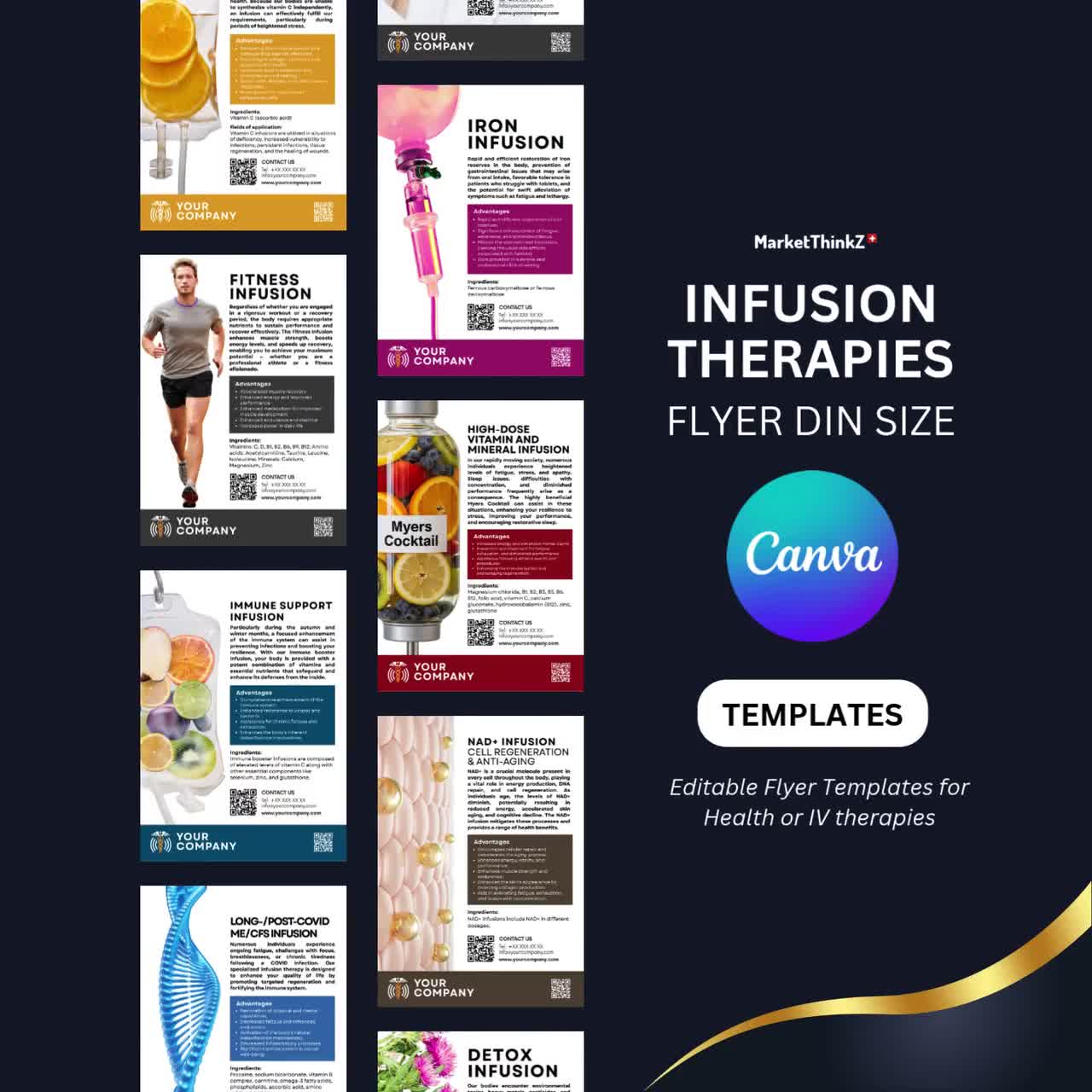 IV Infusion Therapy Therapies Drip Therapy DIN Flyer Templates Services Offer