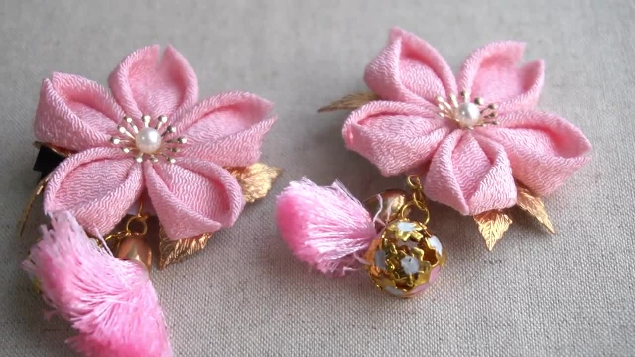 Handmade Japanese Traditional Tsumami Kanzashi Hair Clip Pin With