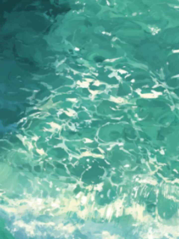 Pintura al óleo original de dos niños nadando. Gran pintura abstracta con textura costera verde. Arte mural personalizable con vista al mar y piscina. video poster